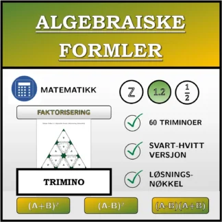 Trimino: Algebraiske formler, faktorisering (desimaltall)