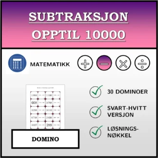 Domino: Subtraksjon opptil 10000