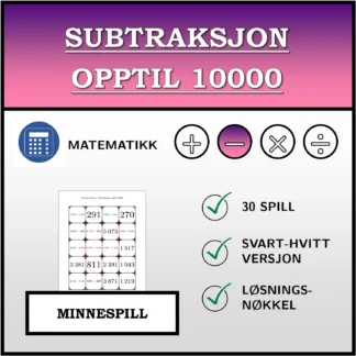 Memoryspill: Subtraksjon opptil 10000