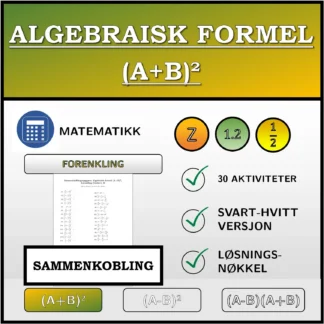 Sammenkoblingsoppgave: Algebraisk formel (A+B)², forenkling (brøker)