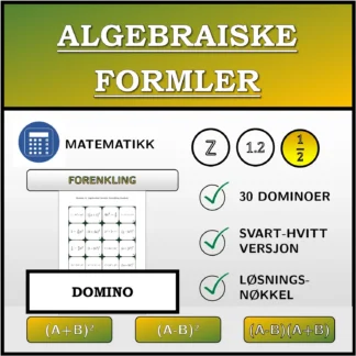 Domino: Algebraiske formler, forenkling (brøker)