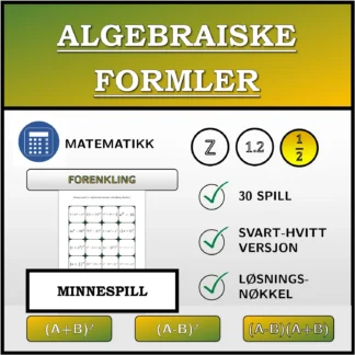 Memoryspill: Algebraiske formler, forenkling (brøker)