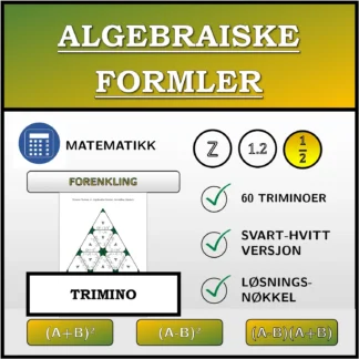 Trimino: Algebraiske formler, forenkling (brøker)