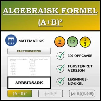 Arbeidsark: Algebraisk formel (A+B)², faktorisering (brøker)