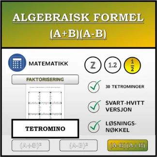 Tetromino: Algebraisk formel (A+B)(A-B), faktorisering (brøker)