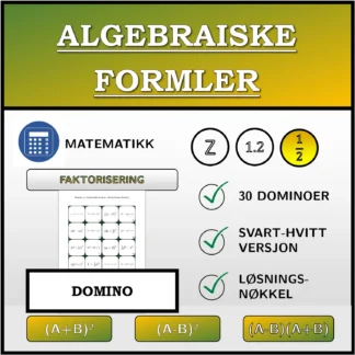 Domino: Algebraiske formler, faktorisering (brøker)
