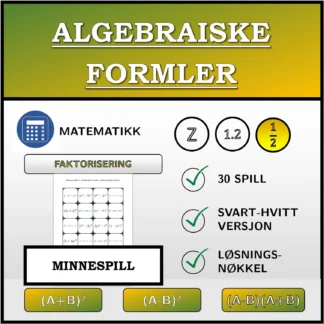 Memoryspill: Algebraiske formler, faktorisering (brøker)