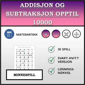 Memoryspill: Addisjon og subtraksjon opptil 10000