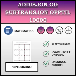 Tetromino: Addisjon og subtraksjon opptil 10000