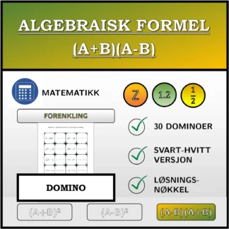 Domino: Algebraisk formel (A+B)(A-B), forenkling