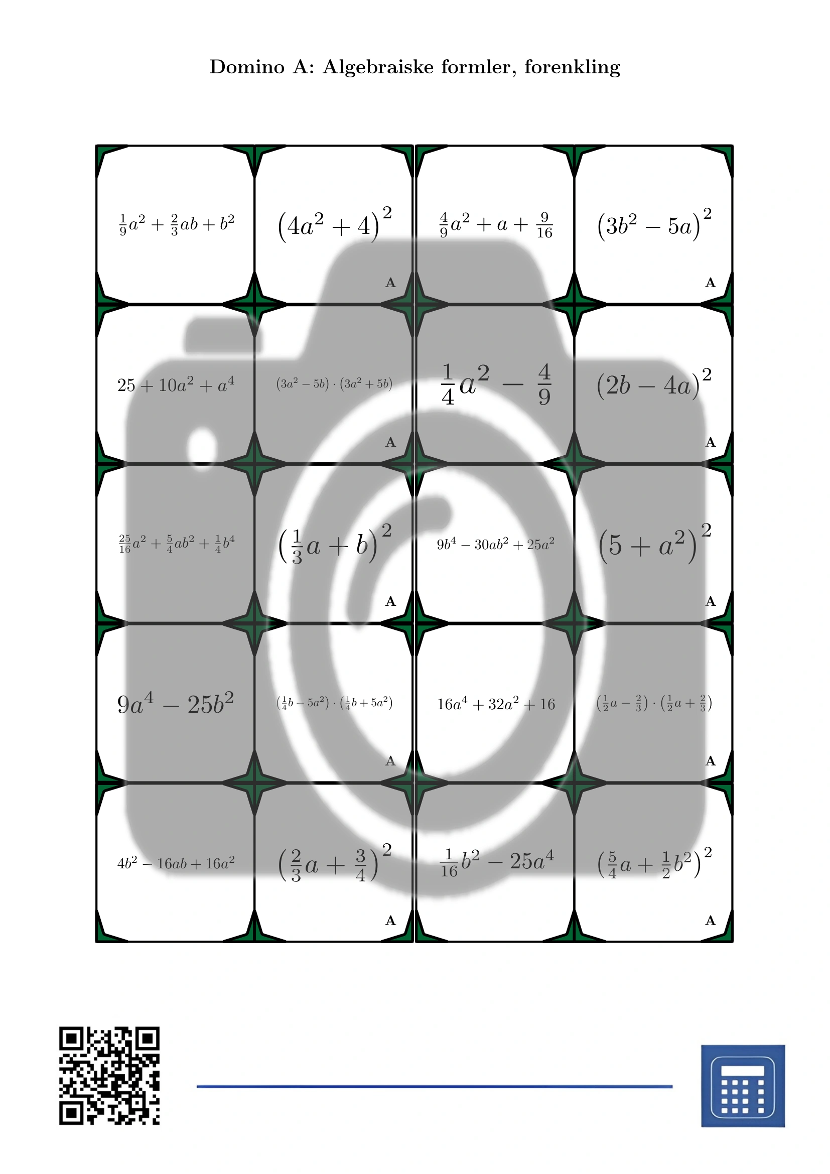Domino: Algebraiske formler, forenkling - Bilde 2