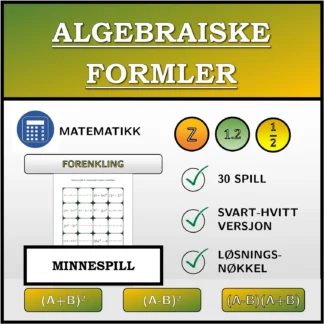 Memoryspill: Algebraiske formler, forenkling