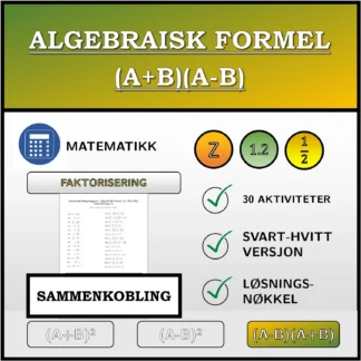 Sammenkoblingsoppgave: Algebraisk formel (A+B)(A-B), faktorisering