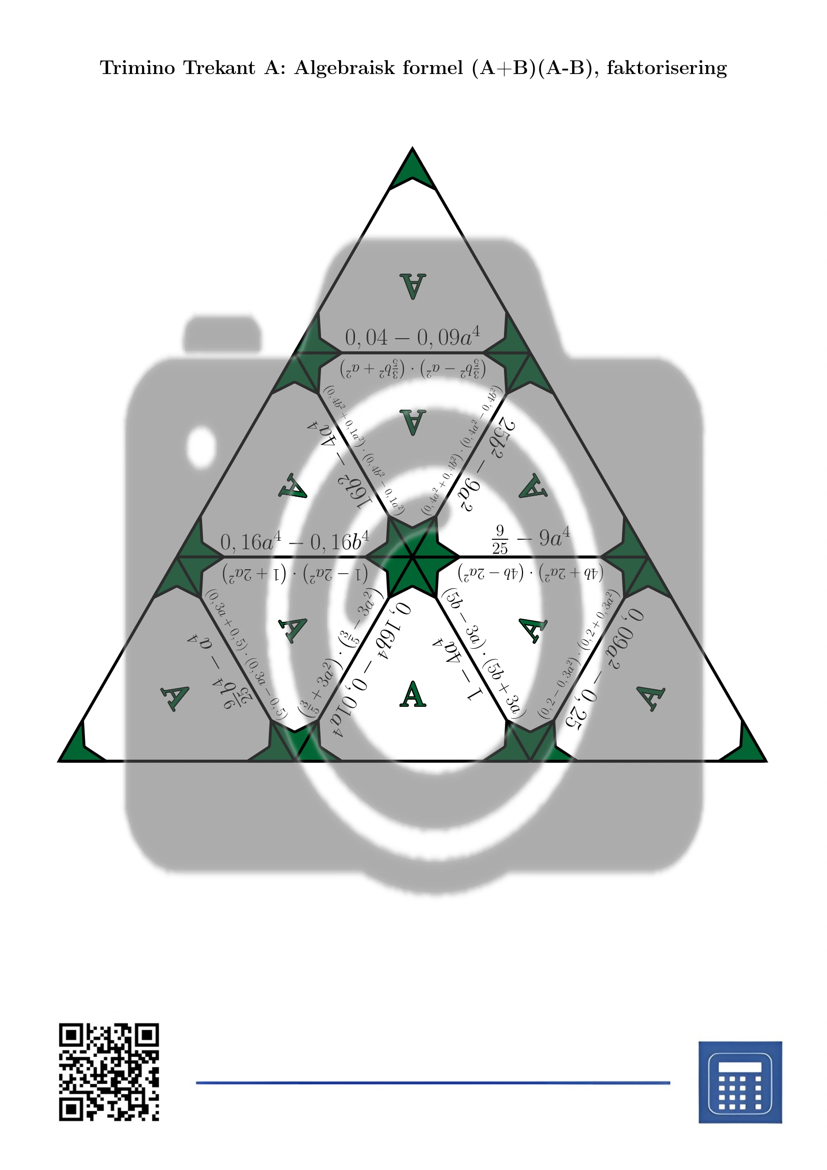 Trimino: Algebraisk formel (A+B)(A-B), faktorisering - Bilde 2