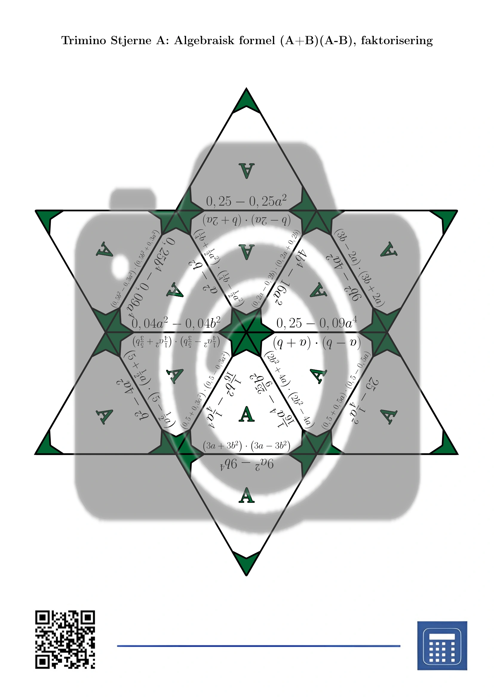 Trimino: Algebraisk formel (A+B)(A-B), faktorisering - Bilde 4