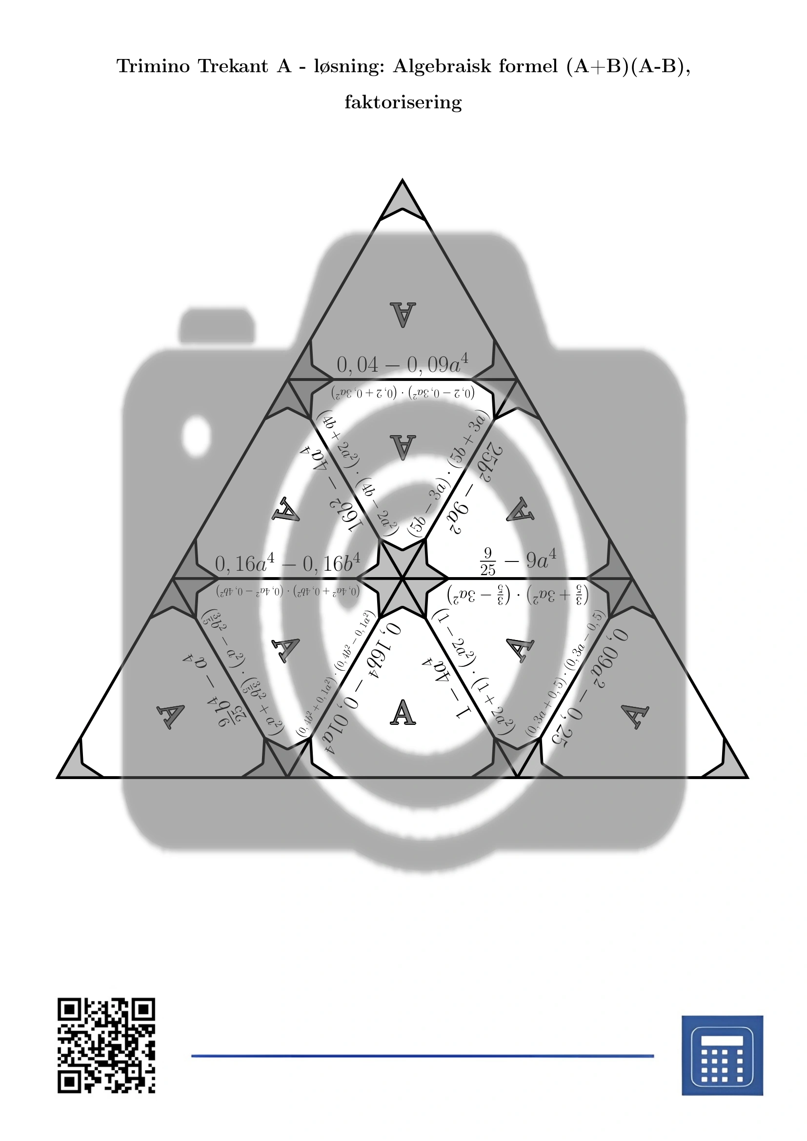 Trimino: Algebraisk formel (A+B)(A-B), faktorisering - Bilde 6
