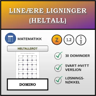 Domino: Lineære ligninger (heltall), heltallig rot