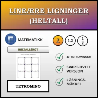Tetromino: Lineære ligninger (heltall), heltallig rot