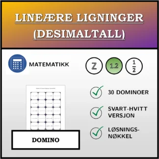 Domino: Lineære ligninger (desimaltall)
