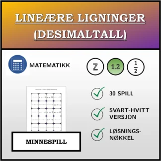 Memoryspill: Lineære ligninger (desimaltall)