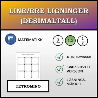 Tetromino: Lineære ligninger (desimaltall)