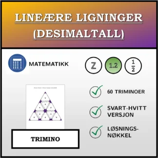 Trimino: Lineære ligninger (desimaltall)