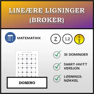 Domino: Lineære ligninger (brøker)