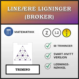 Trimino: Lineære ligninger (brøker)