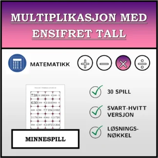 Memoryspill: Multiplikasjon med ensifret tall
