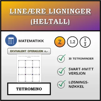 Tetromino: Lineære ligninger (heltall), ekvivalent omforming (addisjon, subtraksjon)