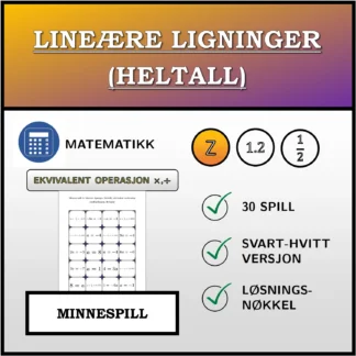 Memoryspill: Lineære ligninger (heltall), ekvivalent omforming (multiplikasjon, divisjon)