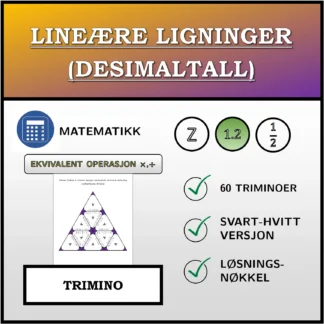Trimino: Lineære ligninger (desimaltall), ekvivalent omforming (multiplikasjon, divisjon)