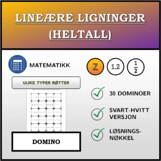 Domino: Lineære ligninger (heltall), ulike typer løsninger