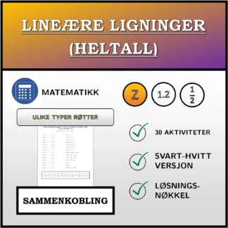 Sammenkoblingsoppgave: Lineære ligninger (heltall), ulike typer løsninger