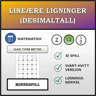 Memoryspill: Lineære ligninger (desimaltall), ulike typer løsninger