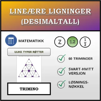 Trimino: Lineære ligninger (desimaltall), ulike typer løsninger