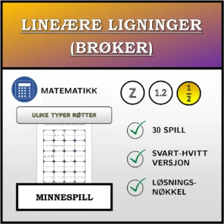 Memoryspill: Lineære ligninger (brøker), ulike typer løsninger