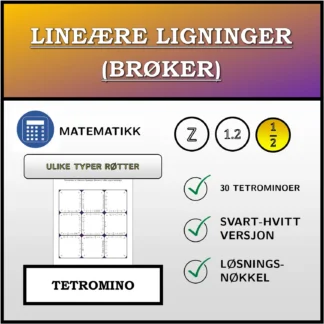 Tetromino: Lineære ligninger (brøker), ulike typer løsninger
