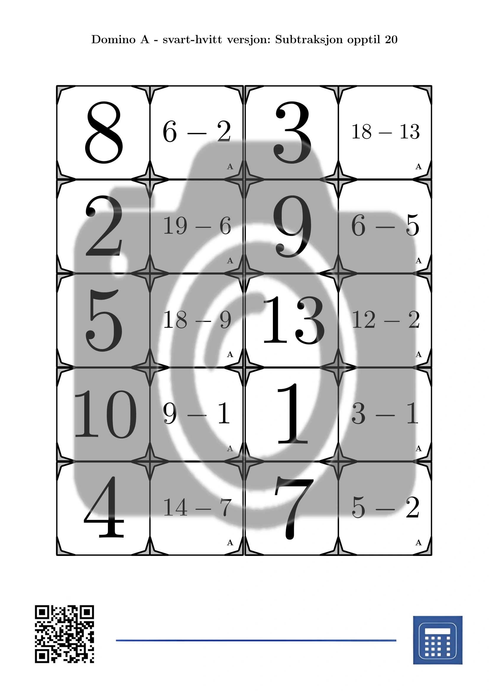 Domino: Subtraksjon opptil 20 - Bilde 3