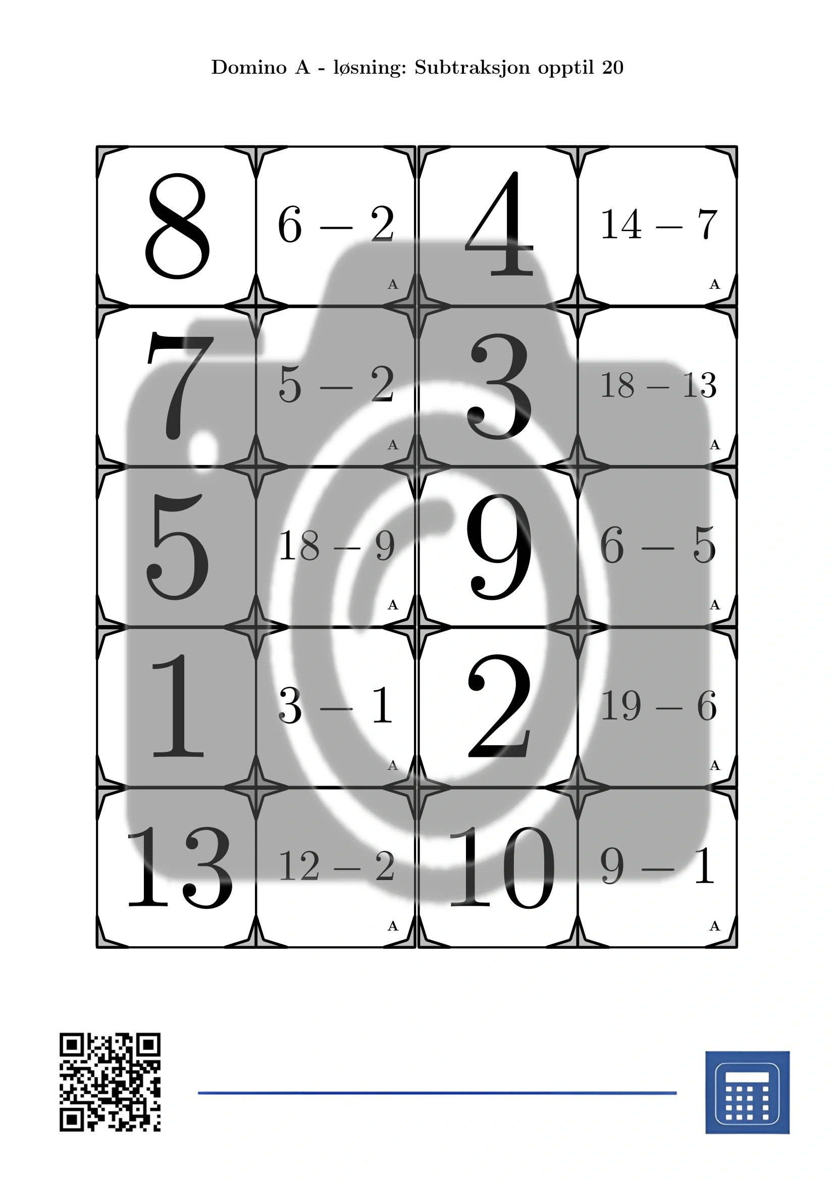 Domino: Subtraksjon opptil 20 - Bilde 4