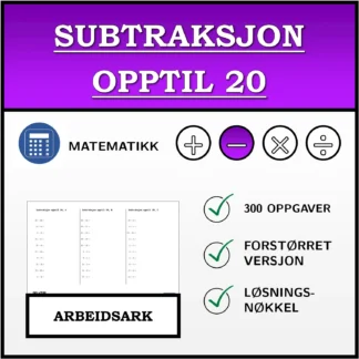 Arbeidsark: Subtraksjon opptil 20
