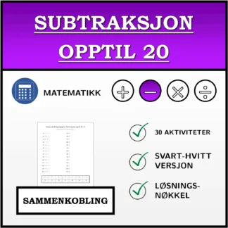 Sammenkoblingsoppgave: Subtraksjon opptil 20