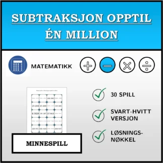 Memoryspill: Subtraksjon opptil én million