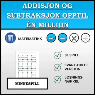 Memoryspill: Addisjon og subtraksjon opptil én million