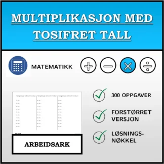 Arbeidsark: Multiplikasjon med tosifret tall