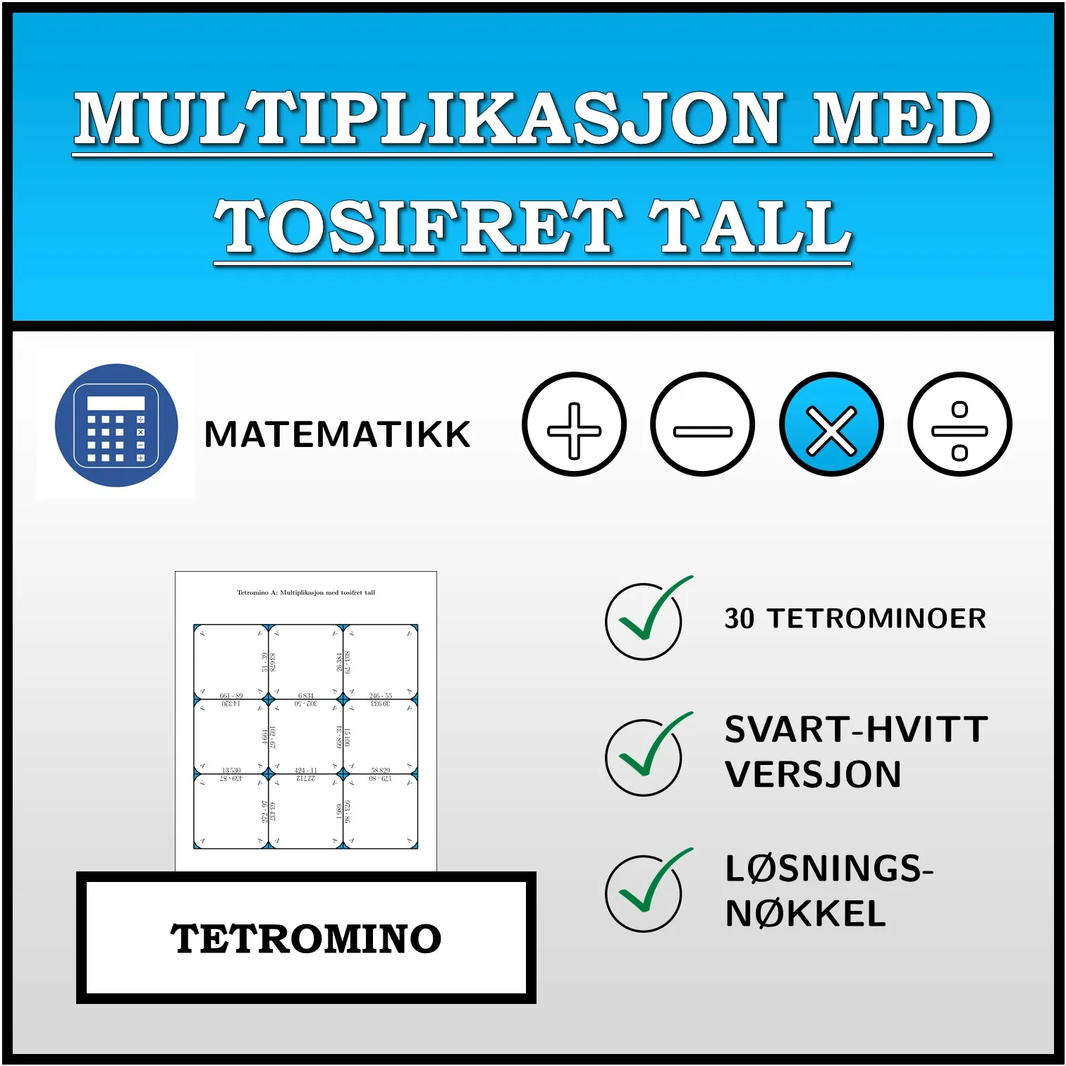 Tetromino: Multiplikasjon med tosifret tall