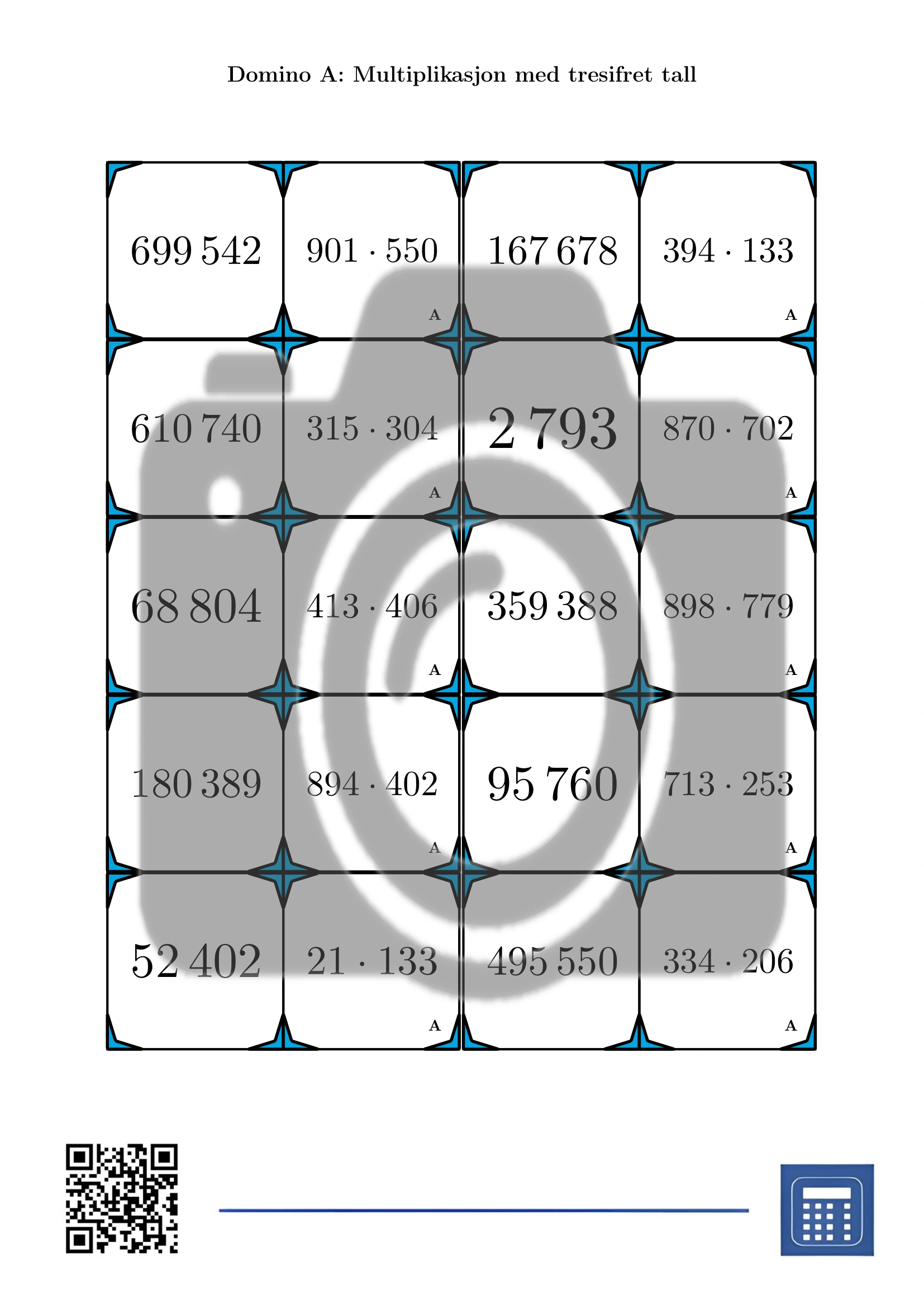 Domino: Multiplikasjon med tresifret tall - Bilde 2
