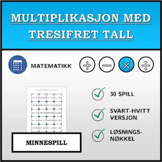 Memoryspill: Multiplikasjon med tresifret tall