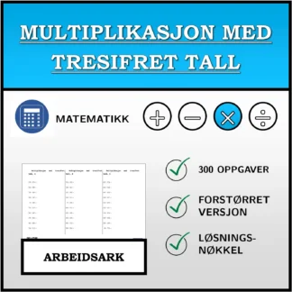 Arbeidsark: Multiplikasjon med tresifret tall