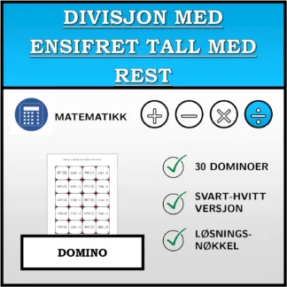 Domino: Divisjon med ensifret tall med rest